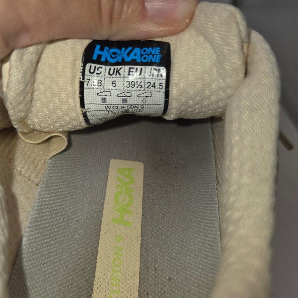 Hoka Clifton 9 Women's Running Shoes Cream Yellow Road Runner Sneakers - Picture 9 of 10